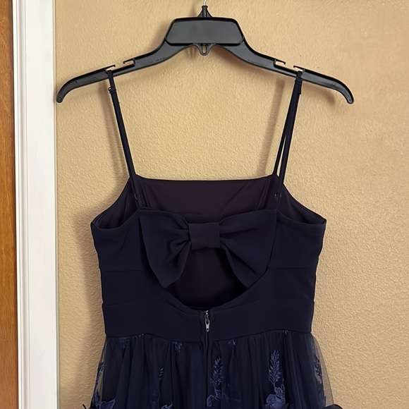 Navy Blue Embroidered Floral Trixxi Prom Dress - Picture 5 of 6